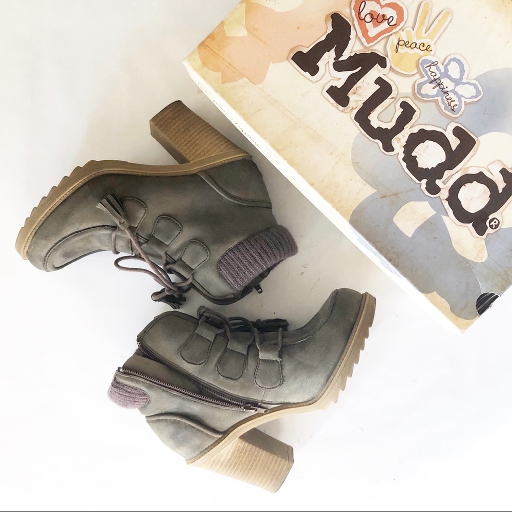 MUDD Tassel Heel Ankle Boots Size 8 Gresham Grey